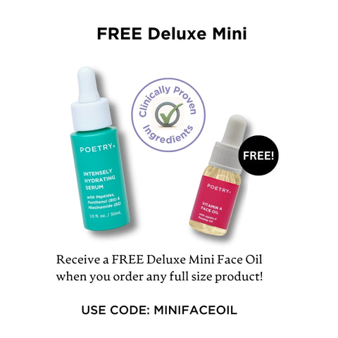 FREE Deluxe Mini Vitamin A Face Oil from Poetry Skincare Australian made and owned, melbouorne skincare, sydney skincare, Australian skincare, cruelty free skincare, naturally derived skincare